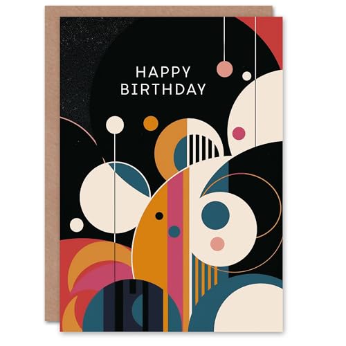 Artery8 Birthday Card Abstract Circles Stripes Geometric Design For Him Man Male Dad Brother Son Papa Grandad Greeting Card von Artery8
