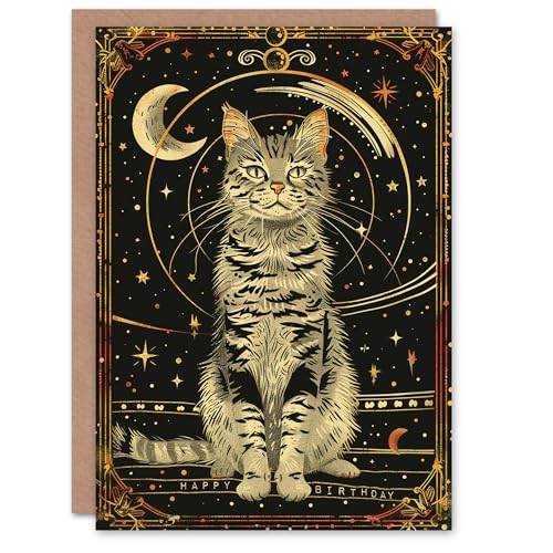 Artery8 Kosmischer Katzen-Tarot-Stil Geburtstagskarte von Artery8