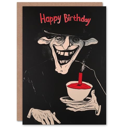 Artery8 Birthday Card Creepy Witch with Tea Candle Spooky Drawing For Him Man Male Dad Brother Son Papa Grandad Greeting Card von Artery8