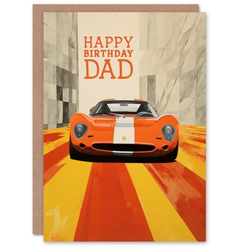 Artery8 Birthday Greeting Card Father Racing Muscle Car Race Dad von Artery8