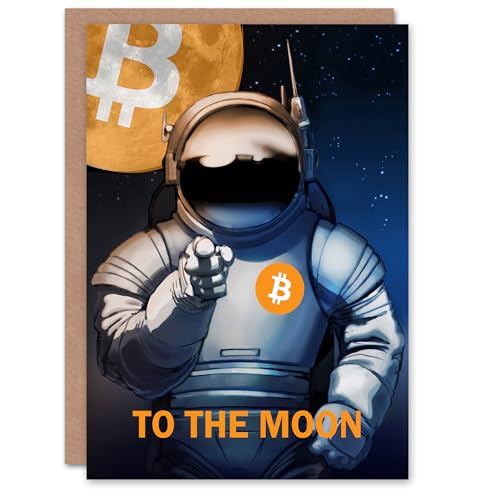 Artery8 Bitcoin Mond Krypto Astronaut Satoshi Geburtstagskarte von Artery8