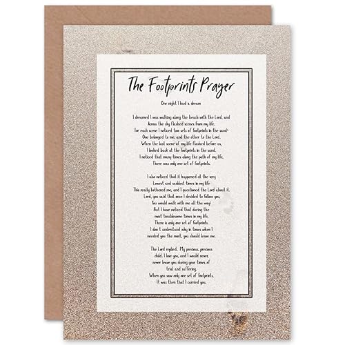 Artery8 Christian Jesus Footprints In The Sand Poem Inspirational Sealed Greeting Card Plus Envelope Blank inside von Artery8