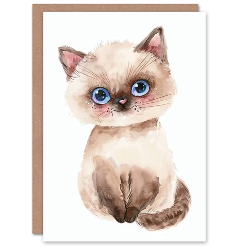 Artery8 Cute Ragdoll Kitten Fluffy Cat Lover Watercolour For Child Kids Birthday Card von Artery8