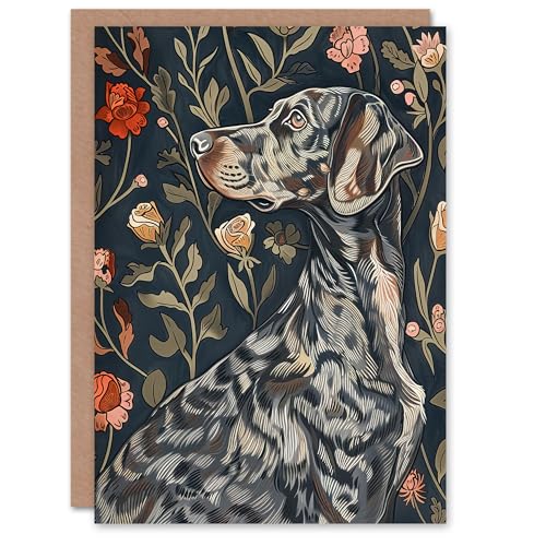 Artery8 Dog Smelling Roses Portrait Charming Floral Greeting Birthday Card Him Her All Blank von Artery8