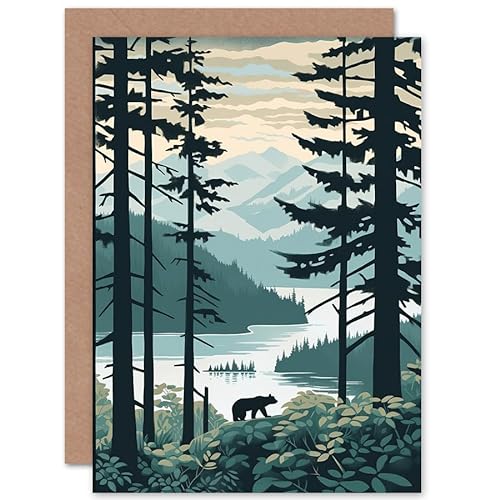 Artery8 Great Bear Rainforest Coastal Mountain Landscape Travel Birthday Sealed Greeting Card Plus Envelope Blank inside von Artery8