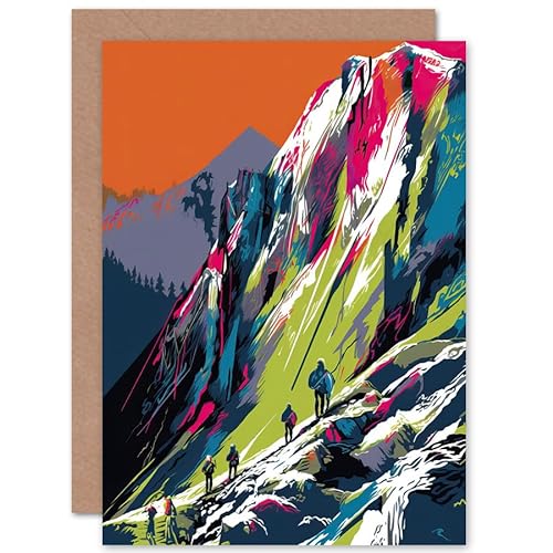 Artery8 Hikers on Helvellyn Mountain Ridge Landscape Travel Birthday Sealed Greeting Card Plus Envelope Blank inside von Artery8
