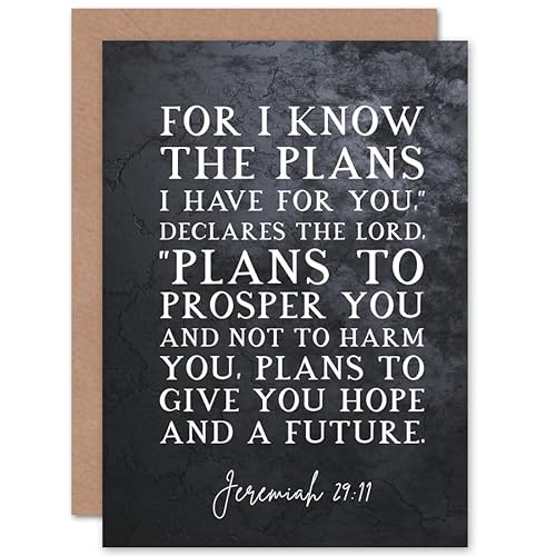 Artery8 Jeremiah 29:11 I Know The Plans I have For You Plans to Give You Hope Christian Bible Verse Quote Scripture Typography Sealed Greeting Card Plus Envelope Blank inside von Artery8