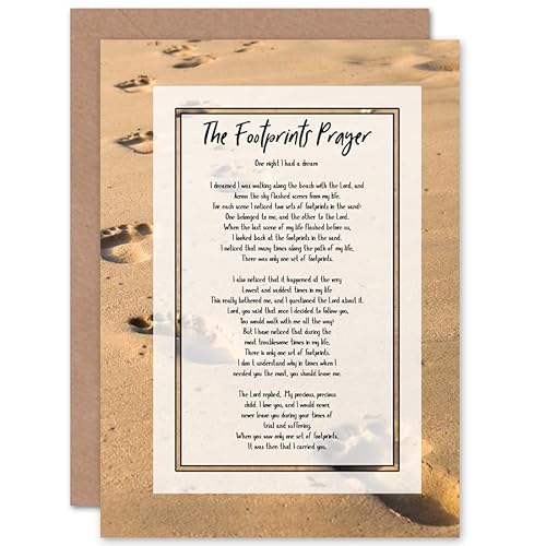 Artery8 Jesus Lord Footprints In The Sand Poem Inspirational Sealed Greeting Card Plus Envelope Blank inside von Artery8