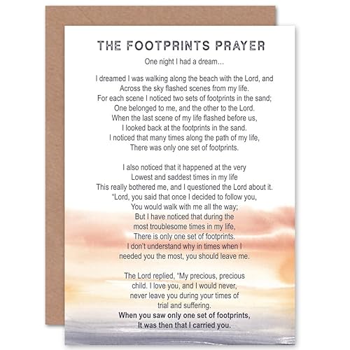 Artery8 Lord Jesus Footprints In The Sand Poem Watercolour Sealed Greeting Card Plus Envelope Blank inside von Artery8