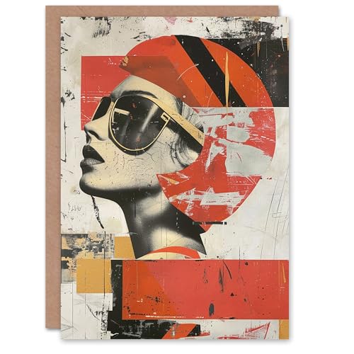 Artery8 Mod Revival Modern Abstract Collage Painting Blank For Him Or Her Art Birthday Card von Artery8