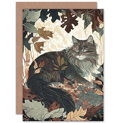 Artery8 Norwegian Forest Cat Resting Under Bush Trees Modern Illustration Art Birthday Sealed Greeting Card Plus Envelope Blank inside Artery8 Norwegian Forest Cat Resting Under Bush Trees Modern Illustration Art Birthday Sealed Greeting Card Plus Envelope Blank inside von Artery8
