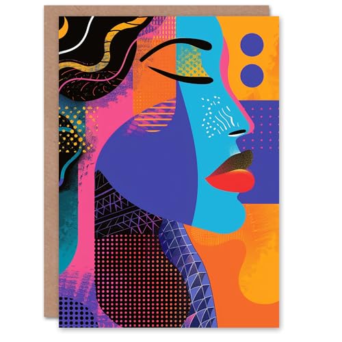 Artery8 Patterns Of Her Mind Vibrant Abstract Pop Art Blank For Him Or Her Art Birthday Card von Artery8
