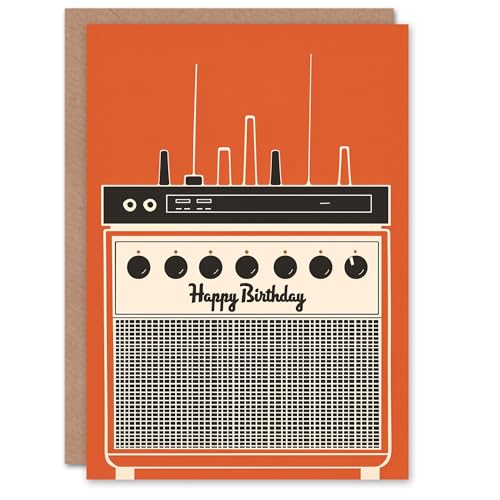 Artery8 Retro Amp Verstärker Radio Orange Design Mann Geburtstagskarte von Artery8