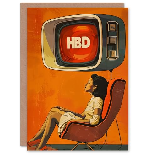 Artery8 Retro Zukunft Tv Dame Wohnzimmer Hbd Frau Geburtstagskarte von Artery8