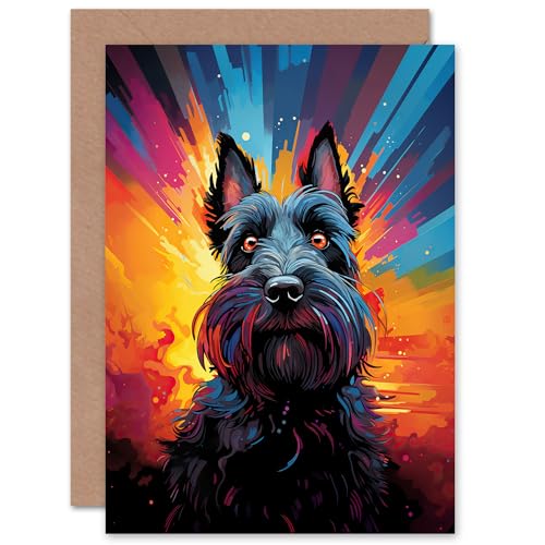 Artery8 Scottie Scottish Terrier Lebendiges Modernes Tier Geburtstagskarte von Artery8