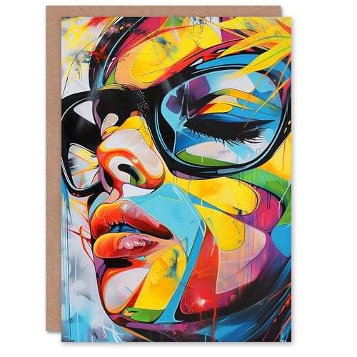 Artery8 Summer Heat Sunglasses Portrait Vibrant Graffiti For Her Woman Birthday Card von Artery8
