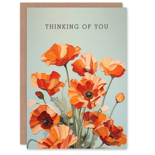 Artery8 Sympathy Greeting Card Thinking of You Poppies Bouquet Poppy Flowers For Her von Artery8