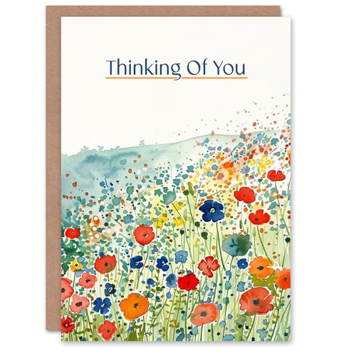 Artery8 Thinking Of You Night Summer Wildflower Meadow For Her Woman Get Well Card von Artery8