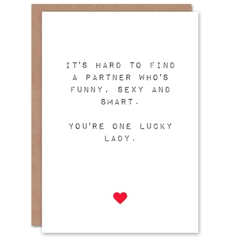 Artery8 Valentines Day Greeting Card Fun Funny Humour Lucky Lady For Her Wife Partner von Artery8