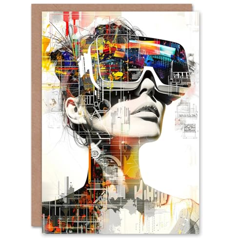 Artery8 Woman Headset Virtual Reality Conceptual Blank For Him Or Her Art Birthday Card von Artery8