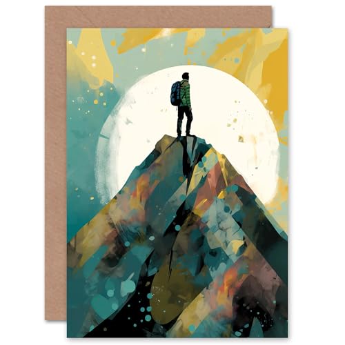 Artery8 You Made It Reach the Top Hiker Mountain Peak for Him or Her Man Woman Birthday Thank You Congratulations Blank Art Greeting Card von Artery8