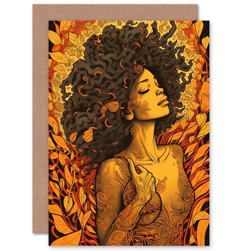 Autumn Amber Afro for Wife Her Mum Sister Daughter Mom Gran Nan Birthday Thank You Mothers Day Blank Art Greeting Card von Artery8