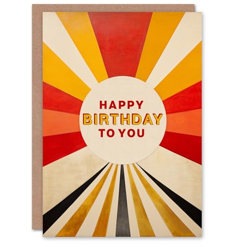 Birthday Greeting Card Modern Abstract Sun Burst Rays For Him Her von Artery8