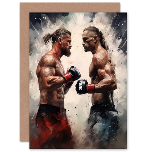 Cage Fight Mixed Martial Arts Boxing Wrestling MMA for Husband Him Dad Son Brother Birthday Thank You Congratulations Blank Art Greeting Card von Artery8