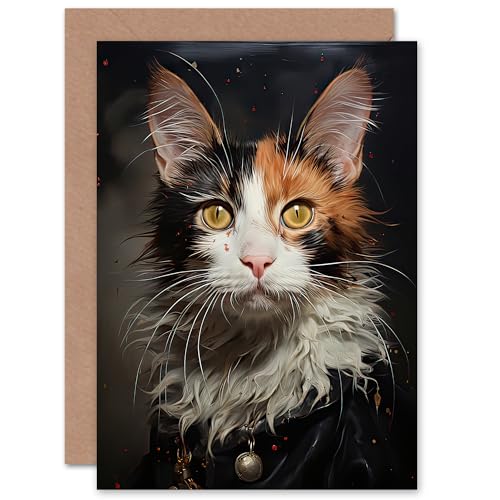 Caught in the Headlights Cat Painting for Him or Her Man Woman Birthday Thank You Congratulations Blank Art Greeting Card von Artery8