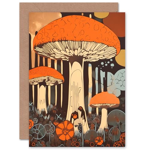 Cep Mushroom Fungi Pastel Earthy for Him or Her Man Woman Birthday Thank You Congratulations Blank Art Greeting Card von Artery8