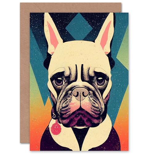 Cool Dog Bulldog for Him or Her Man Woman Birthday Thank You Congratulations Blank Art Greeting Card von Artery8
