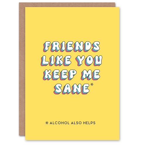 Geburtstagskarte "Sane Friends Like You and Alcohol Fun", lustig, unhöflich, für Erwachsene, Humor, Witz für Ihre Frau, Grußkarte von Artery8