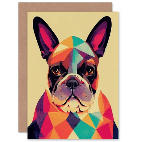 Geometric Bulldog Lover for Him or Her Man Woman Birthday Thank You Congratulations Blank Art Greeting Card von Artery8