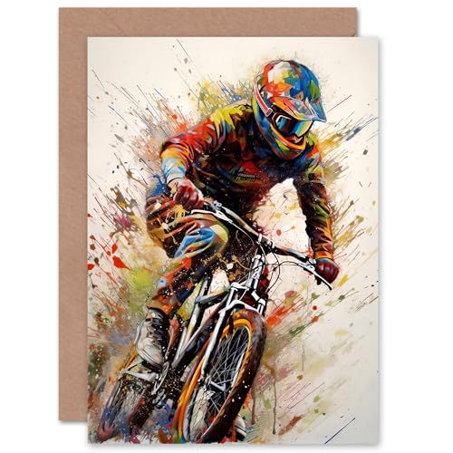 Mountain Bike Cycle BMX for Husband Him Dad Son Brother Birthday Thank You Fathers Day Blank Art Greeting Card von Artery8