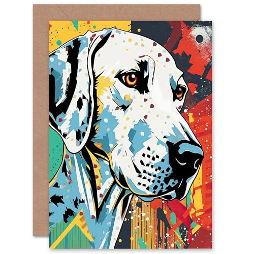 Pop Art Dalmatian Dog for Him or Her Man Woman Birthday Thank You Congratulations Blank Art Greeting Card von Artery8