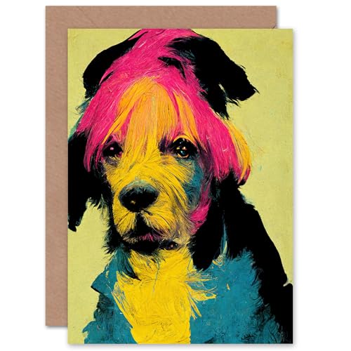 Pop Art Dog for Him or Her Man Woman Birthday Thank You Congratulations Blank Art Greeting Card von Artery8