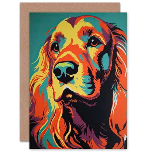 Artery8 Red Setter Dog Lover for Him or Her Man Woman Birthday Thank You Congratulations Blank Art Greeting Card von Artery8