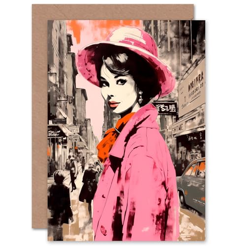 Retro Aesthetic Vintage Fashion Woman for Wife Her Mum Sister Daughter Mom Gran Nan Birthday Thank You Congratulations Blank Art Greeting Card von Artery8