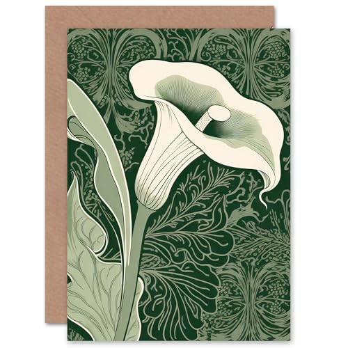Single White Cala Lily Flower Art Nouveau for Wife Her Mum Sister Daughter Mom Gran Nan Birthday Thank You Sympathy Blank Art Greeting Card von Artery8