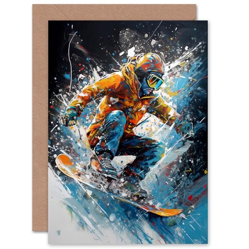 Snowboarder Snowboarding Fan for Him or Her Man Woman Birthday Thank You Congratulations Blank Art Greeting Card von Artery8