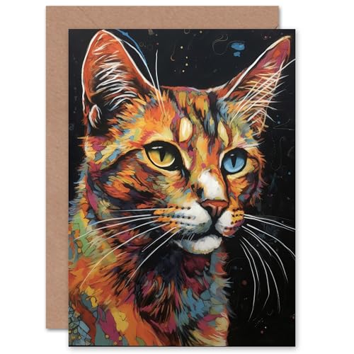 The Cats Eyes Tortoiseshell for Him or Her Man Woman Birthday Thank You Congratulations Blank Art Greeting Card von Artery8