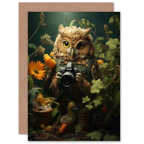 Wildlife Photographer Owl Fan for Him or Her Man Woman Birthday Thank You Congratulations Blank Art Greeting Card von Artery8