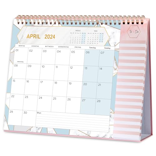 Tischkalender 2024 2025-18 Monatskalender 2024 2025 Tischkalender von von März 2024 bis August 2025, Tischkalender Schuljahr 2024 2025 mit Aufgabenliste, 26.7 x 21.8 x 7.8 cm - Rosa von Artfan