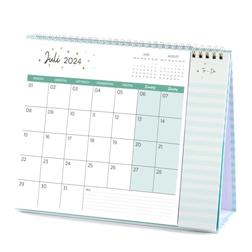 Tischkalender 2024 2025 - Kalender 2024 2025, 18-Monatskalender von Juli 2024 bis Dezember 2025 mit 53 To-Do-Memo-Seiten Pocket Large Typografie Home Office Schule 26,5 x 21,5 x 8,5 cm von Artfan