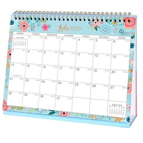 Tischkalender 2025-2026 - Stehender Flip 2025-2026 Tischkalender mit dickem Papier, Juli 2025 - Dezember 2026, 25,5 x 20,5 x 8 cm, Doppeldrahtbindung, große unlinierte Blöcke von Artfan