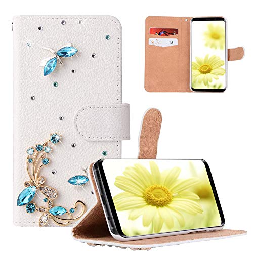 Artfeel Glitzer Brieftasche Hülle Kompatibel mit iPhone 12 Pro Max 6.7 Zoll,Mädchen Frauen Weiß Leder Geldbörse Handyhülle Bling Funkeln Glänzend Diamant Strass 3D Blau Libelle Hülle Artfeel Glitzer Brieftasche Hülle Kompatibel mit iPhone 12 Pro Max 6.7 Zoll,Mädchen Frauen Weiß Leder Geldbörse Handyhülle Bling Funkeln Glänzend Diamant Strass 3D Blau Libelle Hülle von Artfeel