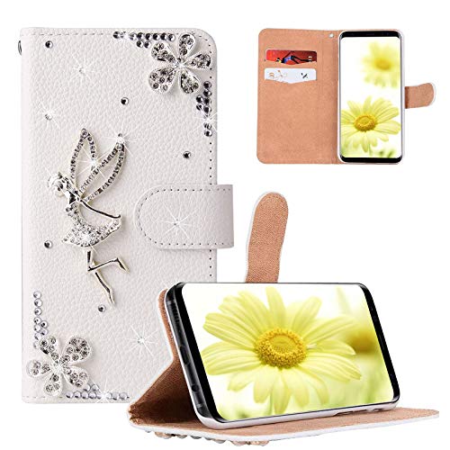 Artfeel Glitzer Brieftasche Hülle für Samsung Galaxy A52 5G,Mädchen Frauen Weiß Leder Geldbörse Kartenhalter Stand Handyhülle Glänzend Diamant Bling Kristall Strass 3D Engel Blume Hülle Artfeel Glitzer Brieftasche Hülle für Samsung Galaxy A52 5G,Mädchen Frauen Weiß Leder Geldbörse Kartenhalter Stand Handyhülle Glänzend Diamant Bling Kristall Strass 3D Engel Blume Hülle von Artfeel