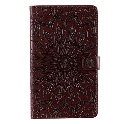 Artfeel Hülle Kompatibel mit Samsung Galaxy Tab A 8.0 Zoll 2019 T290 T295,Geprägt Sonnenblume Slim Leder Brieftasche Stand Flip Schutzhülle mit Kartenhalter Magnetverschluss,Floral Braun von Artfeel