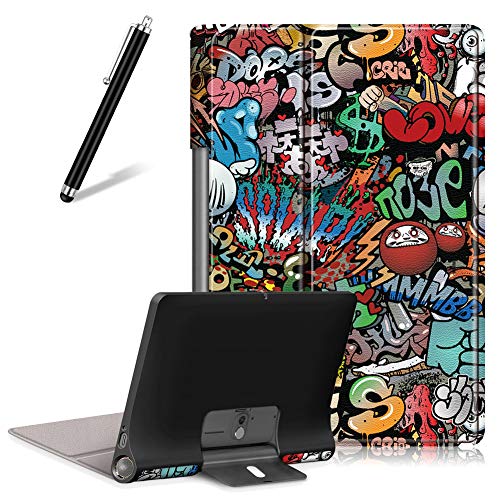 Artfeel Hülle für Lenovo Yoga Smart Tab/Yoga Tab 5 YT-X705F 10.1,Ultra Dünn Leicht Leder Tasche Schutzhülle Verstellbar Multi-Winkel Faltbar Ständer Schlank Klapphülle Abdeckung,Graffiti von Artfeel