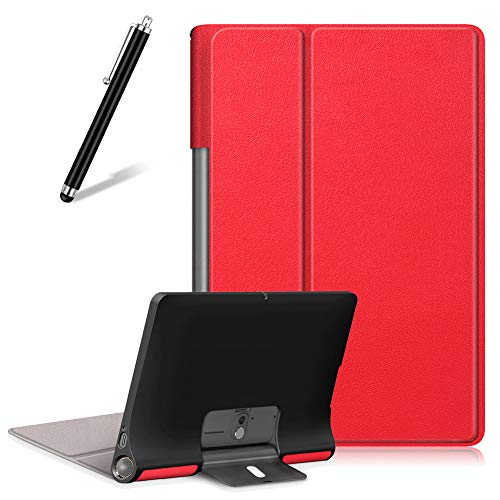 Artfeel Hülle für Lenovo Yoga Smart Tab/Yoga Tab 5 YT-X705F 10.1,Ultra Dünn Leicht Leder Tasche Schutzhülle Verstellbar Multi-Winkel Faltbar Ständer Schlank Klapphülle Abdeckung,Rot von Artfeel